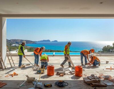 obreros trabajando de reformas en villas de ibiza - la casa ibicenca